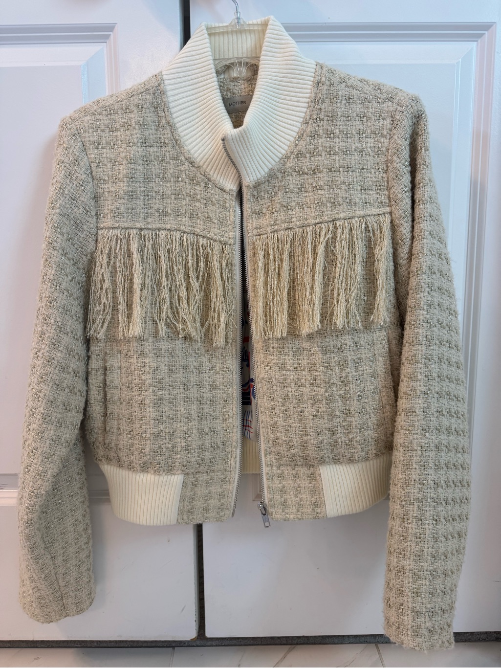 Mother The Swisher Moon At Noon Jacket Fringe Tweed Chic Bomber Womens Small